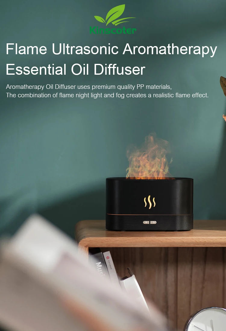 Aroma Difusor Reproduz Efeito  Chama Umidificador de Ar Ultrasonic Lâmpada de Led Fabricante de Névoa Fria Difusor de  Óleos Essenciais
