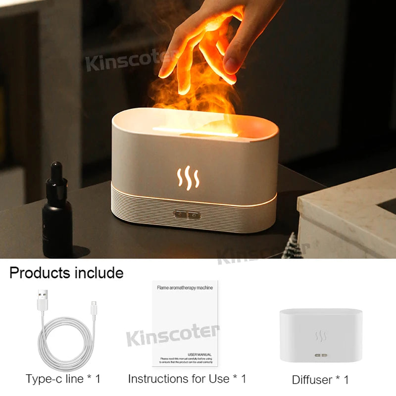 Aroma Difusor Reproduz Efeito  Chama Umidificador de Ar Ultrasonic Lâmpada de Led Fabricante de Névoa Fria Difusor de  Óleos Essenciais