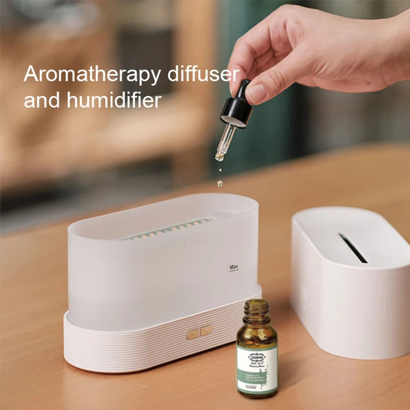 Aroma Difusor Reproduz Efeito  Chama Umidificador de Ar Ultrasonic Lâmpada de Led Fabricante de Névoa Fria Difusor de  Óleos Essenciais