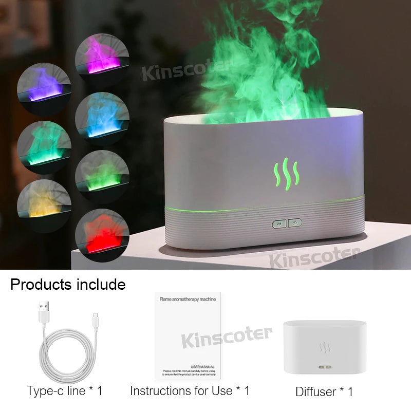 Aroma Difusor Reproduz Efeito  Chama Umidificador de Ar Ultrasonic Lâmpada de Led Fabricante de Névoa Fria Difusor de  Óleos Essenciais