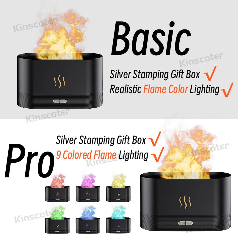 Aroma Difusor Reproduz Efeito  Chama Umidificador de Ar Ultrasonic Lâmpada de Led Fabricante de Névoa Fria Difusor de  Óleos Essenciais
